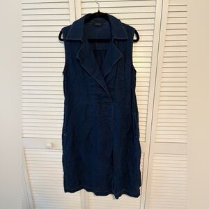 Lafayette 148 New York Navy Sleeveless Vest Dress